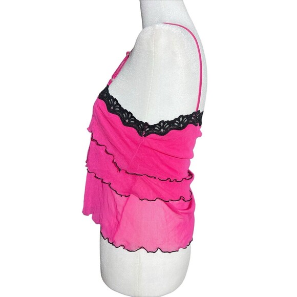 NWT Rampage Fushia with Black Lace Lingire Top Sz M - Picture 2 of 5